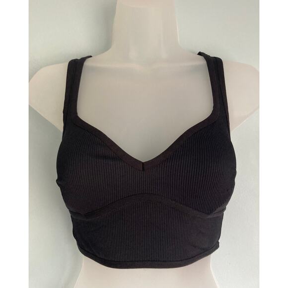 For Love and Lemons Ribbed Bralette Black Medium NWOT - Picture 1 of 7
